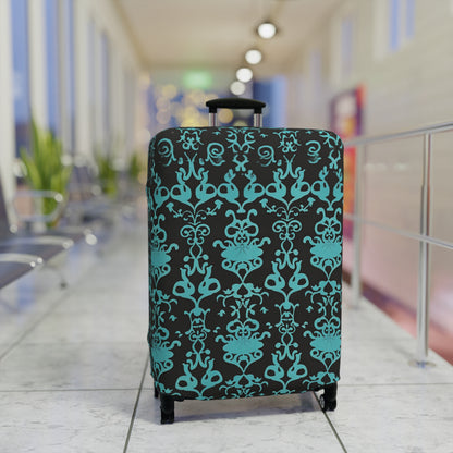 Black Turquoise Abstract Luggage Cover