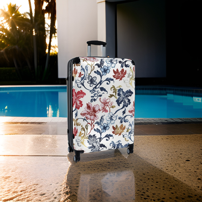 Tri-Color Floral White Luggage