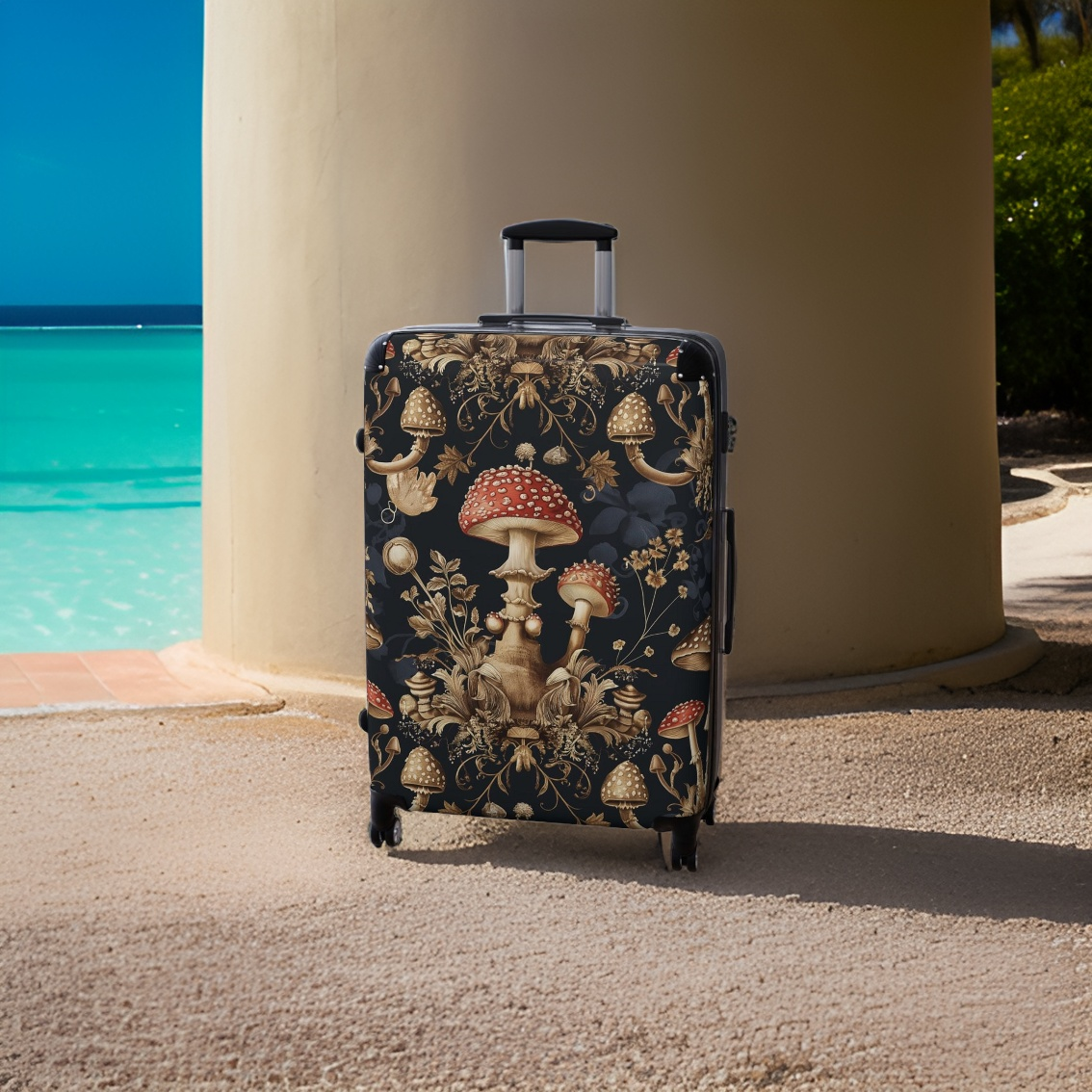 Gold Navy Mushroom Maximalist Suitcase