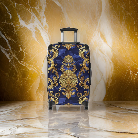 Designer Blue Gold Luxury Suitcase Set