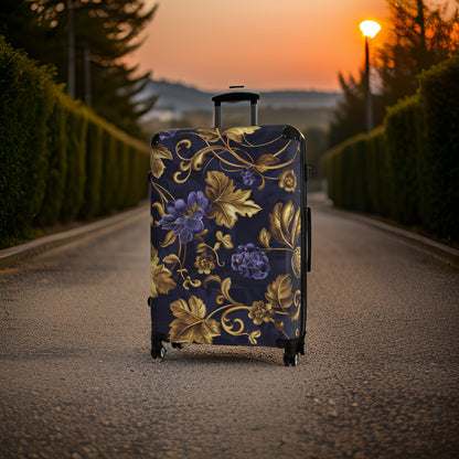 Blue Golden Luxury Floral Suitcase