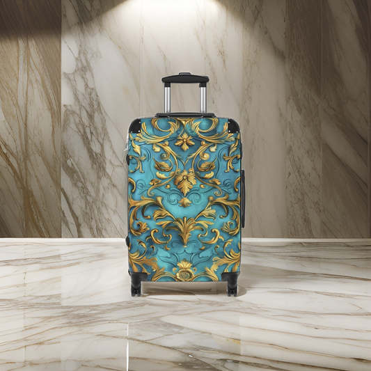Turquoise Golden Luxury Suitcase