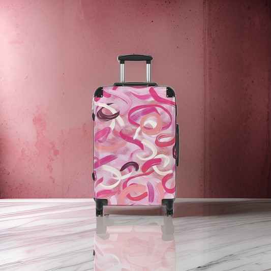 Women's Pink Abstract Suitcase