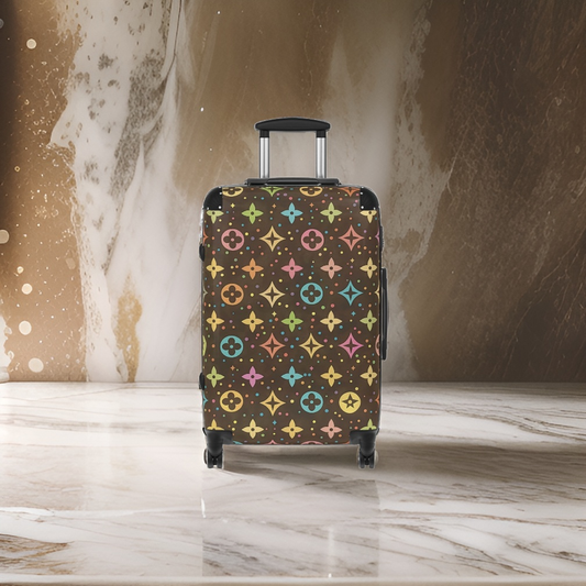 Luxury Brown Designer Monogram Suitcase