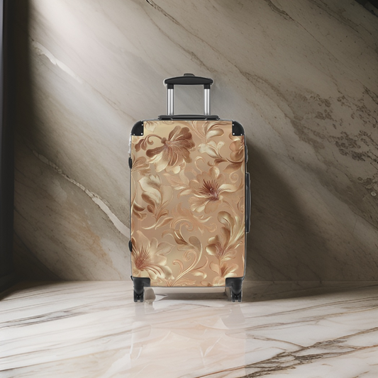 Rose Gold Luxury Designer Floral Suitcase