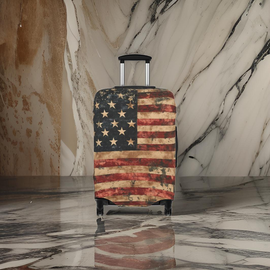 Rustic American Flag USA Luggage Cover