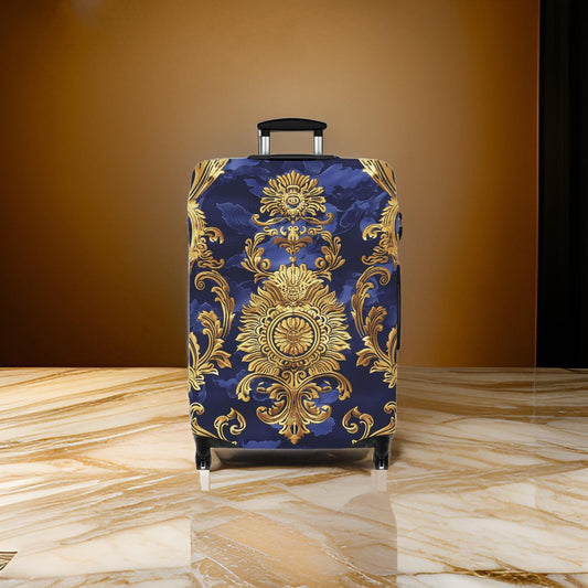 Royal Blue Golden Luxury Style Luggage Cover