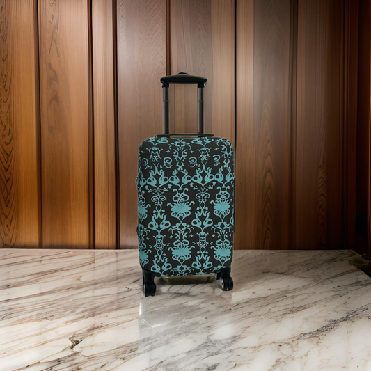 Black Turquoise Abstract Luggage Cover