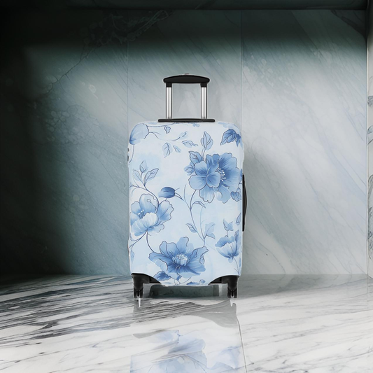 Light Blue Flower Luggage Cover