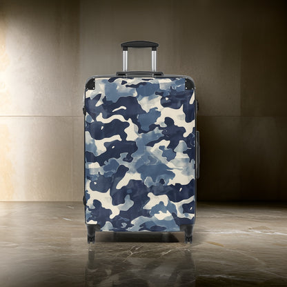 Blue Winter Camouflage Suitcase